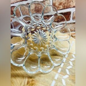 Vintage Clear Anchor Hocking Egg Platter Deviled Egg Plate